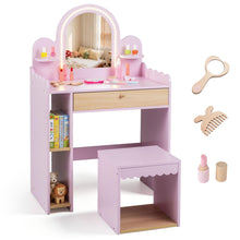 Load image into Gallery viewer, Kids Vanity Table and Chair Set, Girls Dressing Table
