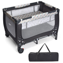 Load image into Gallery viewer, 2-in-1 Foldable Baby Playpen with Lockable Wheels and Mattress
