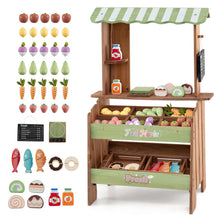 Load image into Gallery viewer, Wooden Kids Grocery Store Playset with Chalkboard | Indoor Outdoor Farm Market Stand

