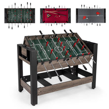 Load image into Gallery viewer, 3-in-1 124CM Swivel Game Table with Foosball Pool Billiards Table Tennis
