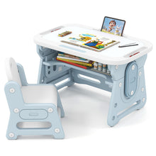 Load image into Gallery viewer, Kids Table and Chair Set with Tiltable Whiteboard and Book Stand
