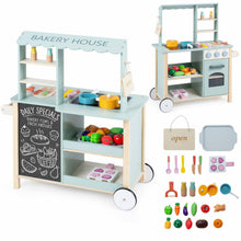 Load image into Gallery viewer, Kids Play Kitchen, Wooden Toy Kitchen with Stoves, Oven, Chalkboard
