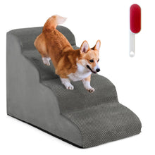 Load image into Gallery viewer, 4 Steps Dog Stairs Non-Slip Pet Ladder with Removable Cover Gray
