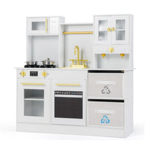 Load image into Gallery viewer, Wooden play kitchen with stove and sounds childrens kitchen with sink
