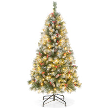 Load image into Gallery viewer, 6.5 FT Artificial Xmas Tree with 909 PVC Branch Tips and 420 Warm White LED Lights

