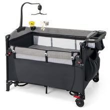 Load image into Gallery viewer, 5-in-1 Baby Bassinet Bedside Sleeper with Diaper Changer and Hanging Toys
