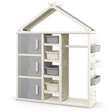 Load image into Gallery viewer, Kids Clothes Closet, Children Dress up Storage Unit with Clothes Rail, Toy Bins, Shelves &amp; Side Baskets
