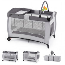 Load image into Gallery viewer, 4 in 1 Travel Cot, Portable Baby Crib Bassinet with Diaper Changing Table
