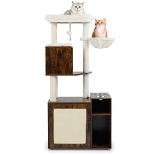 Load image into Gallery viewer, Cat Litter Box Enclosure with Sisal Scratching Post and Mat
