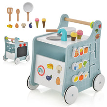 Load image into Gallery viewer, 6-in-1 Wooden Baby Walker, Toddler Push Along Walker with Teaching Clock
