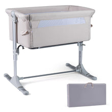 Load image into Gallery viewer, Baby Bedside Crib, 4-Level Height Adjustable Bassinet Crib (Beige) | Portable Newborn Bedside Sleeper
