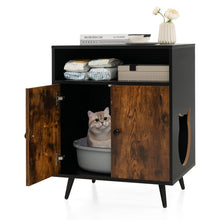 Load image into Gallery viewer, Cat Litter Box Enclosure, Wooden Hidden Kitty Washroom with Shelves
