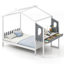 Load image into Gallery viewer, Toddler House Floor Bed with Study Desk
