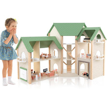 Load image into Gallery viewer, Kids Dollhouse, 3-Storey Wooden Dolls House with 6 Simulated Rooms
