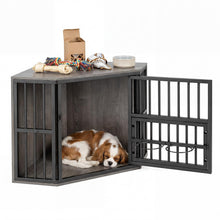 Load image into Gallery viewer, Wooden Dog House with 3-Level Adjustable Dog Bowl Rack
