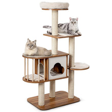 Load image into Gallery viewer, 5-Tier Wooden Cats Play Tower with Perch Platform Condo
