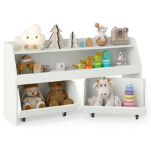 Load image into Gallery viewer, Wooden Children Bookshelf with 2 Drawers on Wheels
