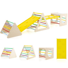 Load image into Gallery viewer, 5 in 1 Kids Climbing Set, Wooden Toddler Climber with 2 Ramps, 2 Triangle Ladders &amp; 1 Cube
