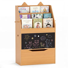 Load image into Gallery viewer, Kids Bookshelf, Wooden Children Bookcase with Chalkboard
