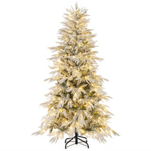 Load image into Gallery viewer, 6 FT Artificial Christmas Tree Flocked Xmas Tree with 250 Warm White LED Lights and Folding Metal Stand
