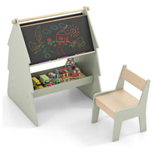 Load image into Gallery viewer, 2-in-1 Kids Art Easel, Toddler Wooden Painting Drawing Easel with Chair
