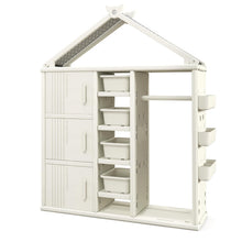 Load image into Gallery viewer, Kids Clothes Closet, Children Dress up Storage Unit with Clothes Rail, Toy Bins, Shelves &amp; Side Baskets
