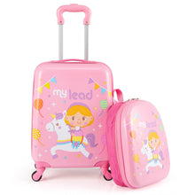 Load image into Gallery viewer, 2 Pieces Kid Luggage Set with 4 Spinner Wheels and Telescopic Handle
