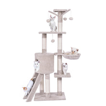 Load image into Gallery viewer, Modern Cat Tree 140cm Tall Wooden Cat Tower
