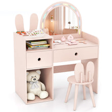 Load image into Gallery viewer, Kids Dressing Table, Girls Vanity Set with Lighted Mirror
