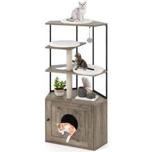 Load image into Gallery viewer, Cat Tree with Litter Box Enclosure with 2 Scratching Posts and 3 Mats
