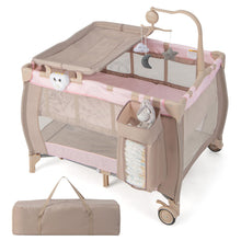 Load image into Gallery viewer, 3 in 1 Portable Travel Cot, Folding Baby Bassinet and Activity Playpen with Changing Table
