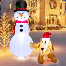 Load image into Gallery viewer, 180 cm Tall Inflatable Snowman and Dog Set with Built-in LED Lights
