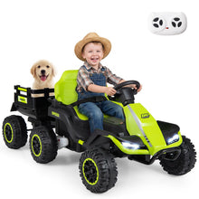 Load image into Gallery viewer, 24V Ride on Tractor with Trailer, Kids Electric Car
