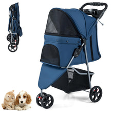 Load image into Gallery viewer, Pet Stroller with Adjustable Canopy and 3 Shock-absorbing Wheels
