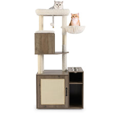 Load image into Gallery viewer, Cat Litter Box Enclosure with Sisal Scratching Post and Mat
