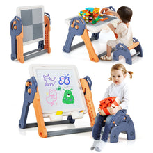 Load image into Gallery viewer, 6 in 1 Foldable Toddler Activity Table and Chair Set with Reversible Tabletop
