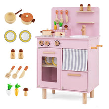 Load image into Gallery viewer, Kids Play Kitchen, Wooden Toy Kitchen with Stoves
