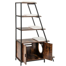 Load image into Gallery viewer, Cat Litter Box Enclosure, Indoor Hidden Privacy Kitty Washroom with Ladder Shelf, Removable Cushions &amp; Side Entry
