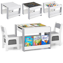 Load image into Gallery viewer, 4 in 1 Wooden Children Activity Desk with 2 Chairs
