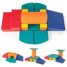 Load image into Gallery viewer, 10 Pieces Foam Climbing Blocks Set with PU Leather Surface for 1-3 Years Old
