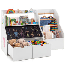 Load image into Gallery viewer, Toy Storage Organizer, Kids Bookshelf with Flip-up Blackboard

