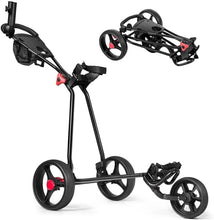 Load image into Gallery viewer, Golf Trolley, Folding 3 Wheel Golf Push Cart with Foot Brake
