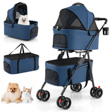 Load image into Gallery viewer, Double Pet Stroller, 4 Wheels Foldable Dog Pushchair Cat Buggy with 2 Detachable Carriers
