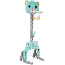 Load image into Gallery viewer, 3-in-1 Height Adjustable Basketball Stand with Football Goal and Ring Toss
