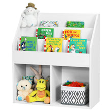 Load image into Gallery viewer, Wooden Kids Bookshelf with 3 Tiers Shelves and 2 Compartments
