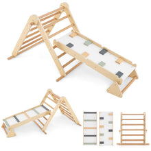 Load image into Gallery viewer, 3-in-1 Pikler Triangle Climbing Set with Dual-Side Ramp and Adjustable Climbing Triangle
