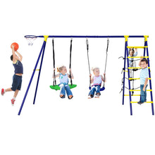 Load image into Gallery viewer, Kids Swing Set Metal Swing A-Frame with 2 Swings
