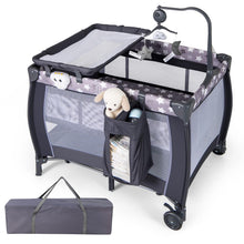 Load image into Gallery viewer, 3 in 1 Portable Travel Cot, Folding Baby Bassinet and Activity Playpen with Changing Table
