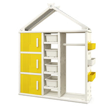 Load image into Gallery viewer, Kids Clothes Closet, Children Dress up Storage Unit with Clothes Rail, Toy Bins, Shelves &amp; Side Baskets
