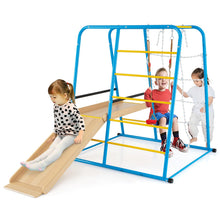 Load image into Gallery viewer, 6-in-1 Indoor Jungle Gym Metal Climber with Slide and Monkey Bars
